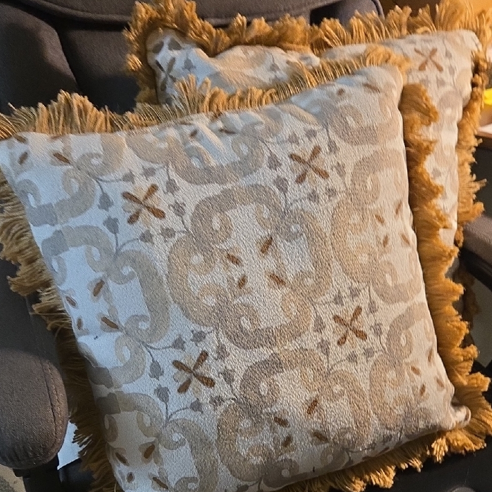 Hobby Lobby Fringed Accent Pillows - Brown and Cream